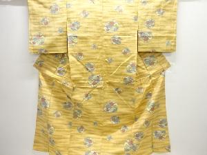 花模様織り出し手織り紬単衣着物